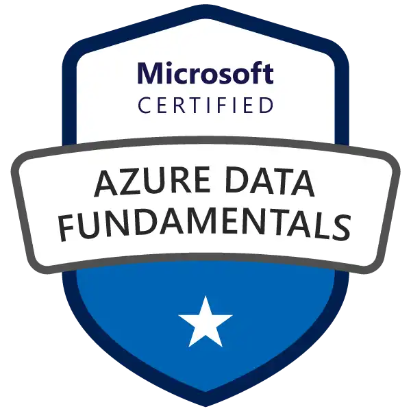 Microsoft Certified: Azure Data Fundamentals,Earners of the Azure Data Fundamentals certification have demonstrated foundational knowledge of core data concepts and how they are implemented using Microsoft Azure data services.